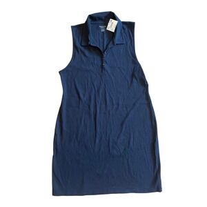 American Eagle NWT Black Sleeveless Ribbed Collared Midi Dress Size XXL Preppy